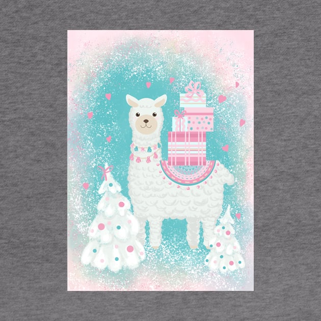 Cute Llama with Christmas Gifts by in_pictures